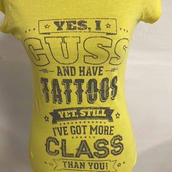 YELLOW short sleeve graphic T-shirt Size M - Picture 2 of 4